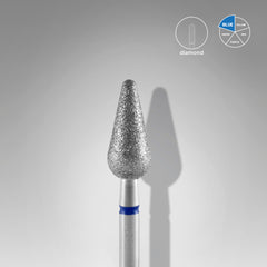 Diamond nail drill bit rounded pear blue EXPERT head diameter 5 mm / working part 12 mm