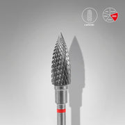 STALEKS EXPERT Carbide nail drill bit flame red, head diameter 5 mm, working part 13,5 mm