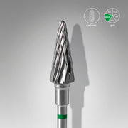 STALEKS EXPERT Carbide nail drill bit cone green, head diameter 6 mm, working part 14 mm
