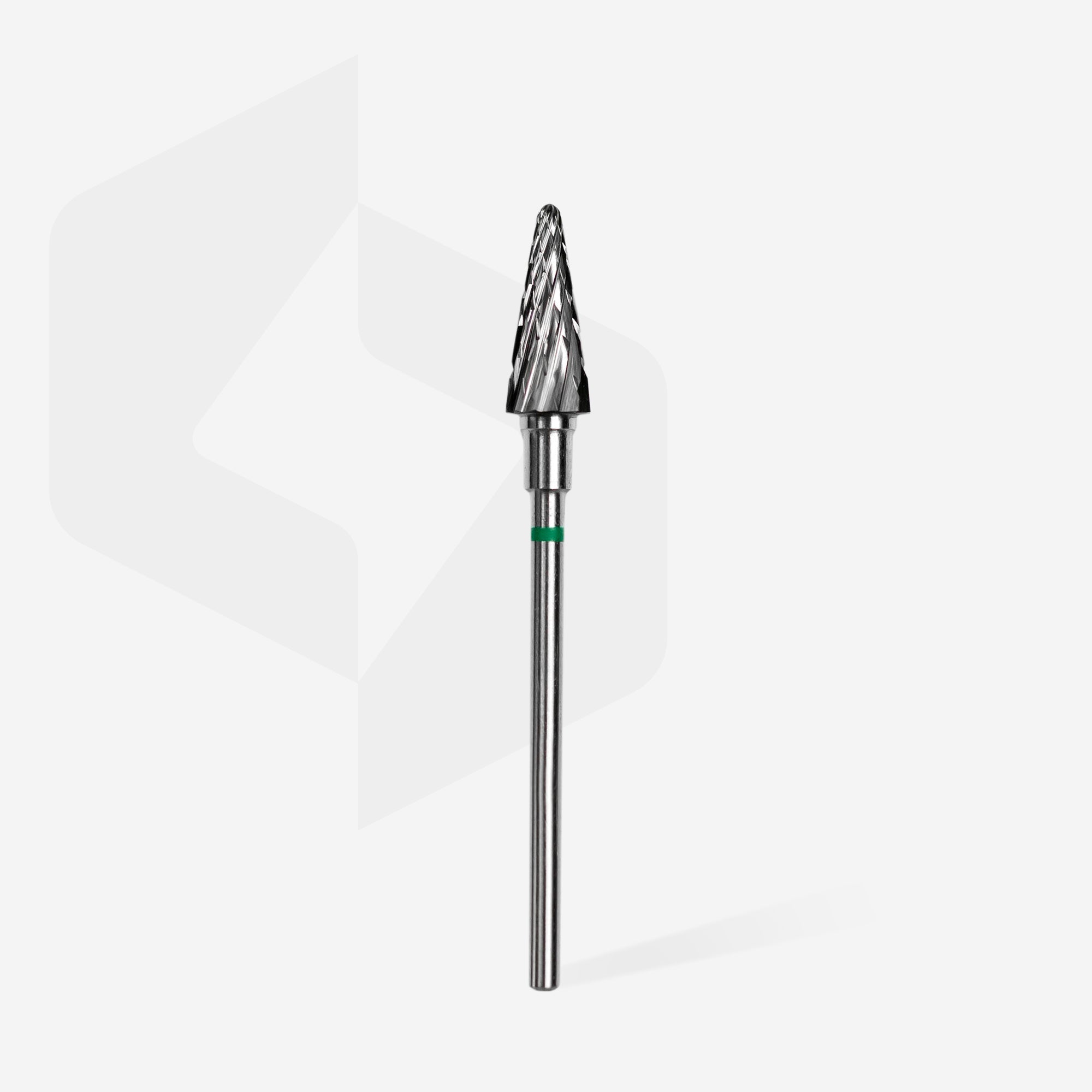 STALEKS EXPERT Carbide nail drill bit cone green, head diameter 6 mm, working part 14 mm