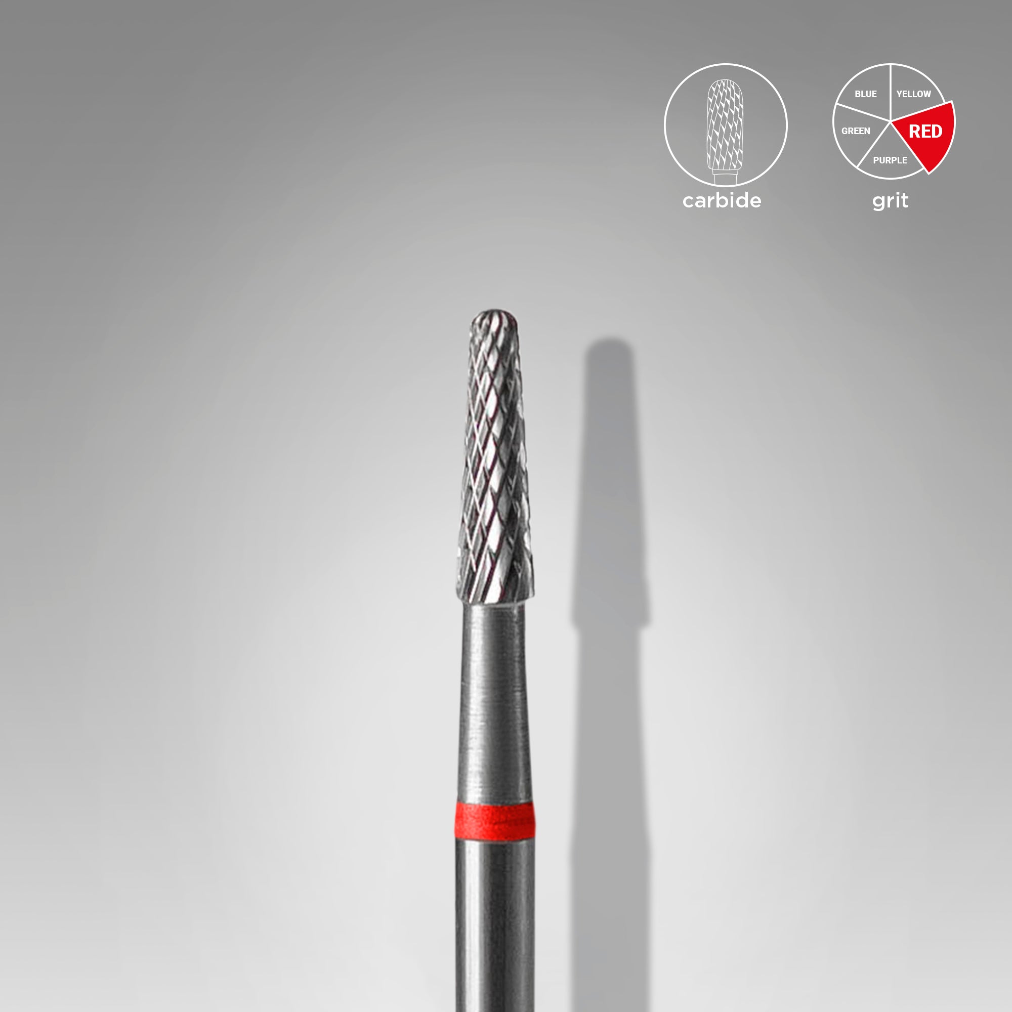 STALEKS EXPERT Carbide nail drill bit cone red, head diameter 2,3 mm, working part 8 mm