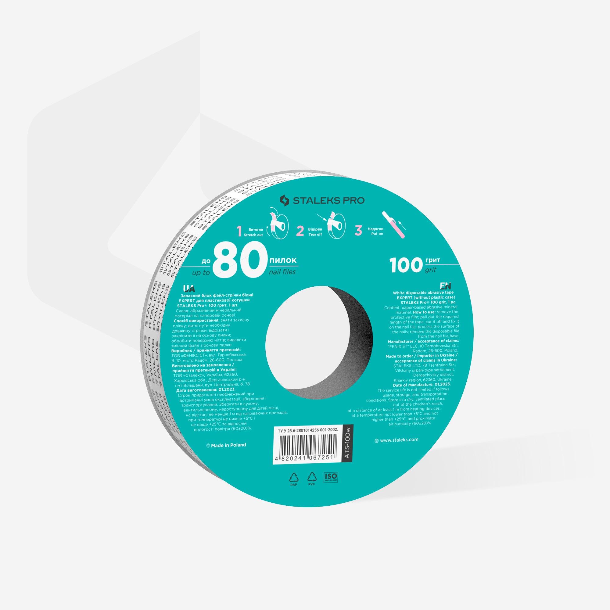 Disposable white abrasive tape EXPERT for the plastic case