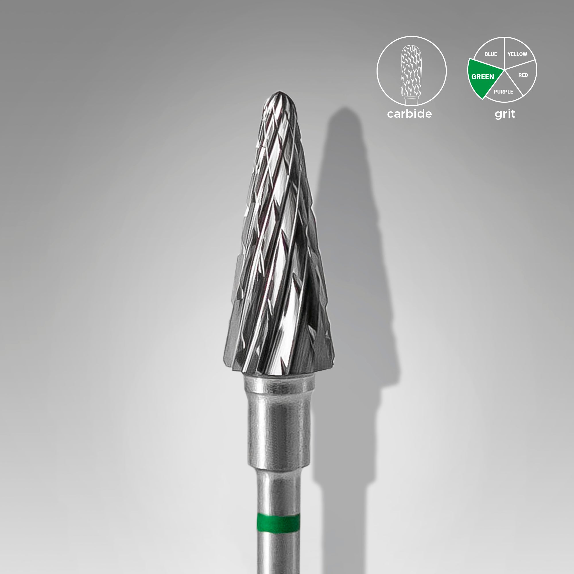 Carbide nail drill bit, "cone" green, diameter 6 mm / working part 14 mm