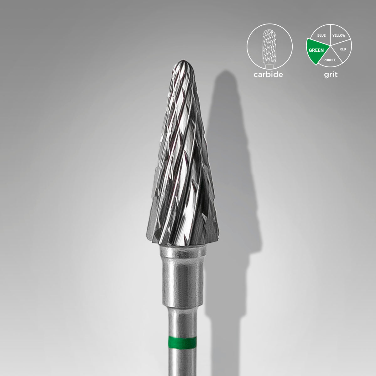 Carbide nail drill bit cone green EXPERT head diameter 6 mm / working part 14 mm
