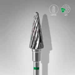 Carbide nail drill bit cone green EXPERT head diameter 6 mm / working part 14 mm