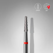 STALEKS EXPERT Carbide nail drill bit cone red, head diameter 2,3 mm, working part 8 mm