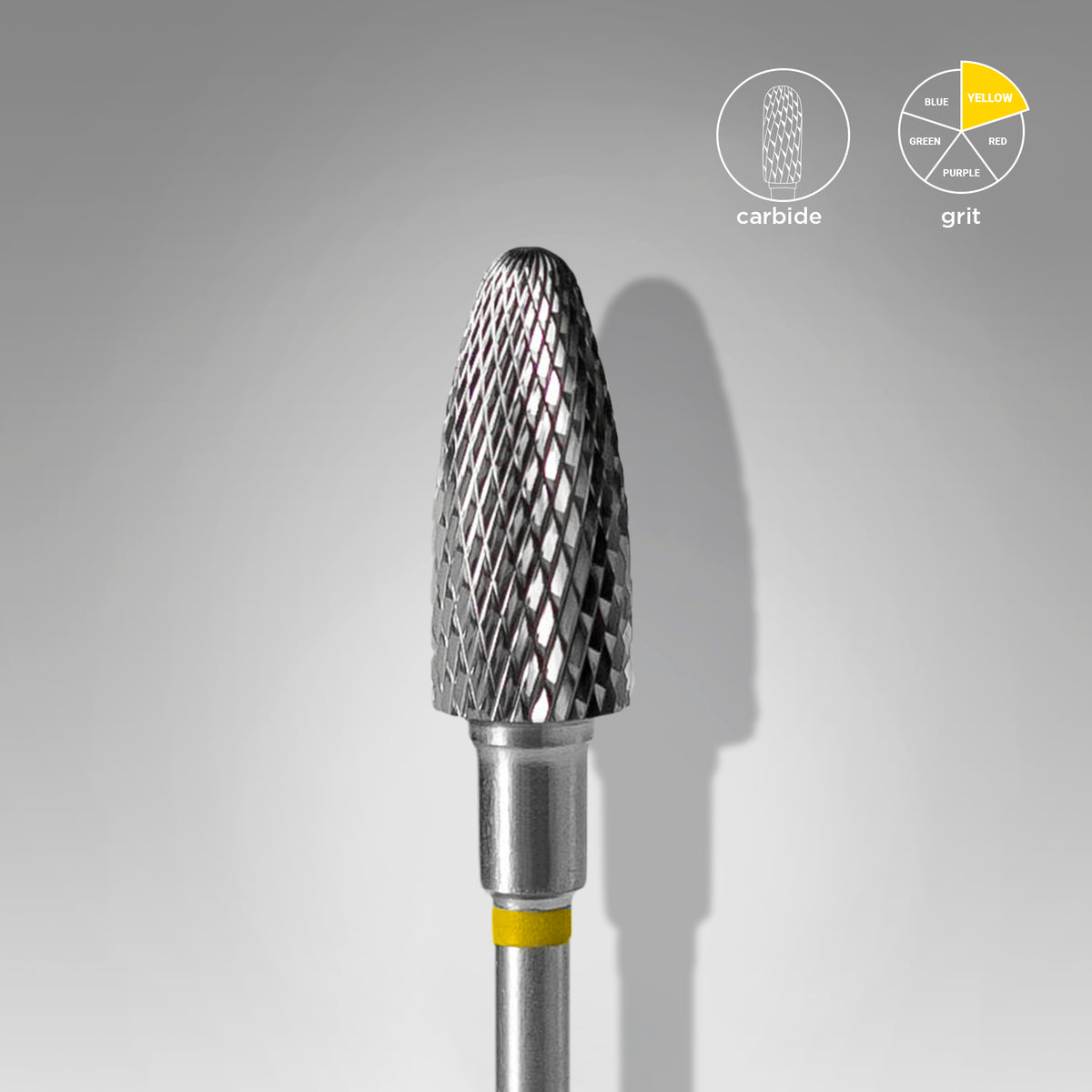 Carbide nail drill bit, "corn", yellow, head diameter 6 mm / working part 14 mm