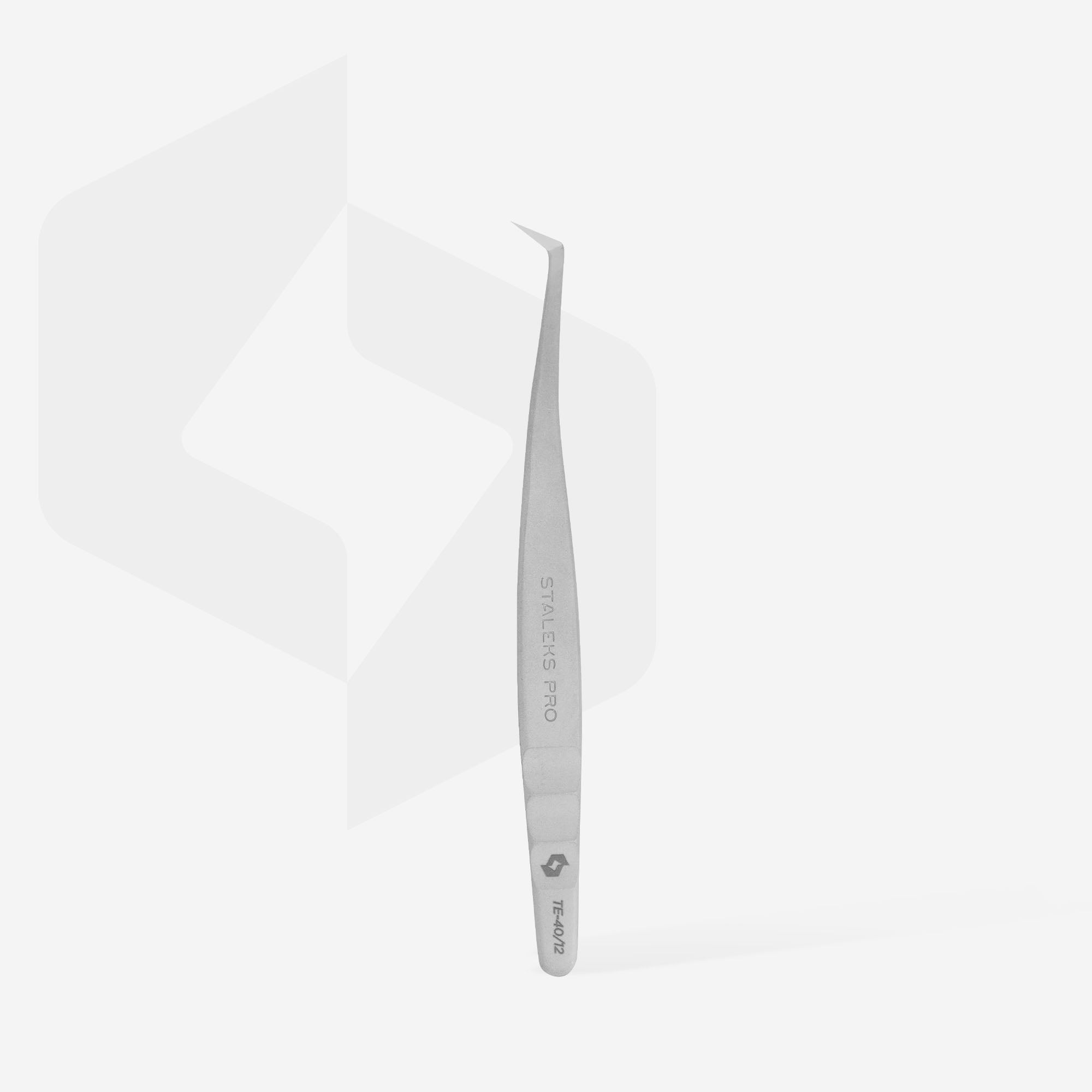 STALEKS EXPERT 40 TYPE 12 Professionelle Pinzette für Wimpernverlängerung, L-förmig, 65°