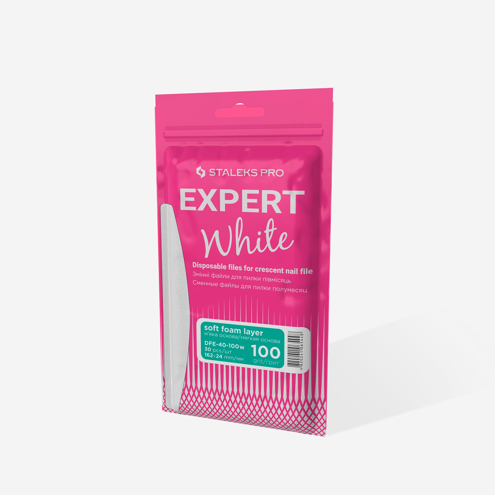 Vienreizlietojamie balti vīles pusmēness nagu vīles uz mīksta putu slāņa EXPERT 40 240 grauda (30 gab.)